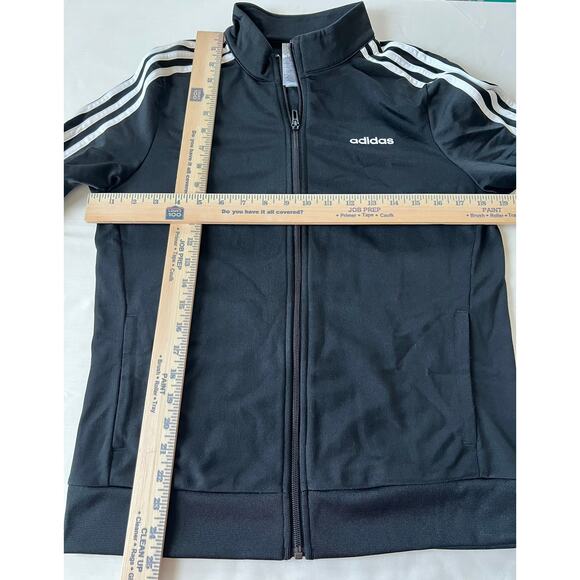 Adidas Track Jacket Women’s Size Medium Full Zip Black White Stripes Pockets - Picture 6 of 7